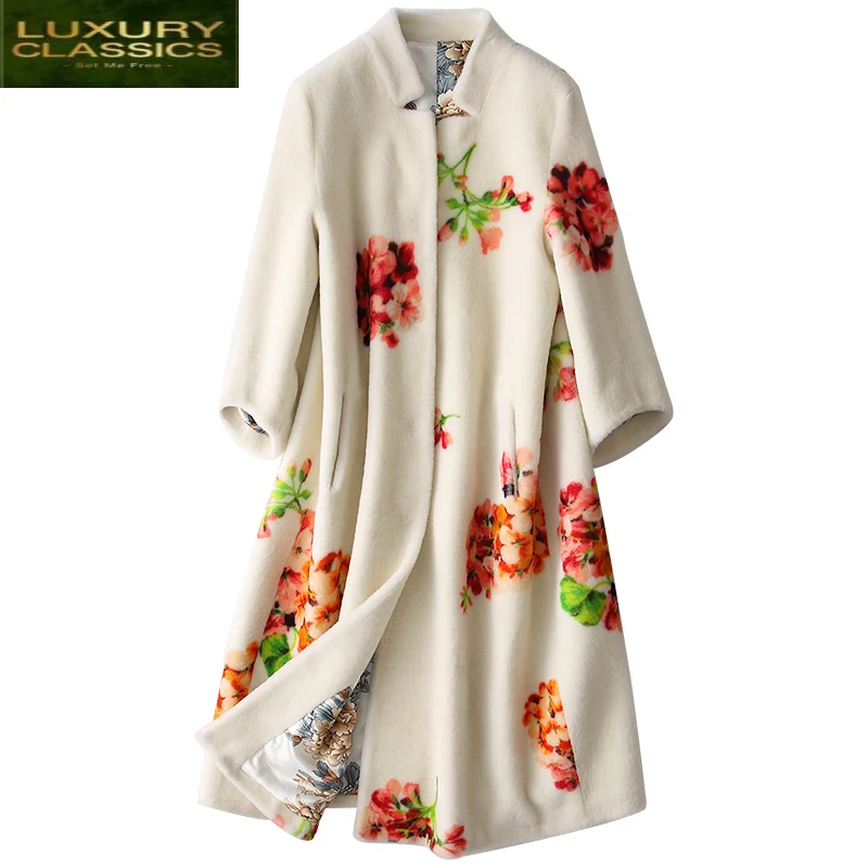 Женское длинное шерстяное пальто элегантная длинная куртка из натурального меха