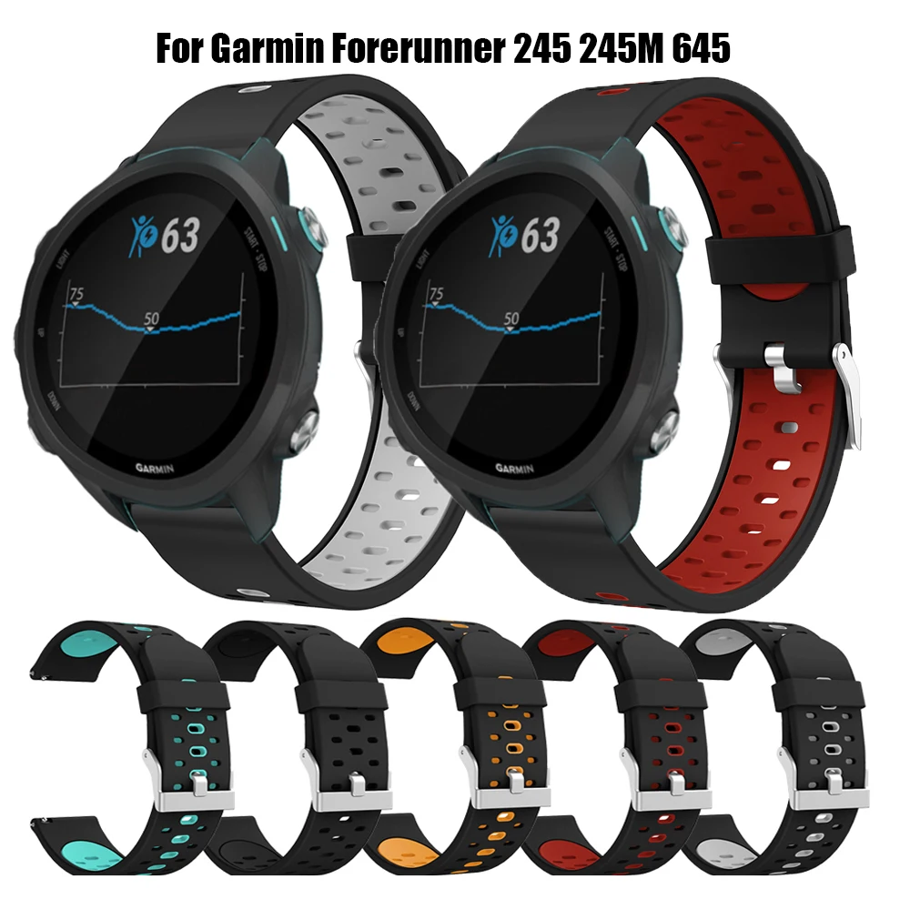 20 мм Силиконовые Ремешки для наручных часов Ремешок Garmin Forerunner 245 245M 645 Vivoactive 3