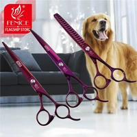 fenice professional pet grooming scissors set purple straight curved thinning dog hair shear jp440c
