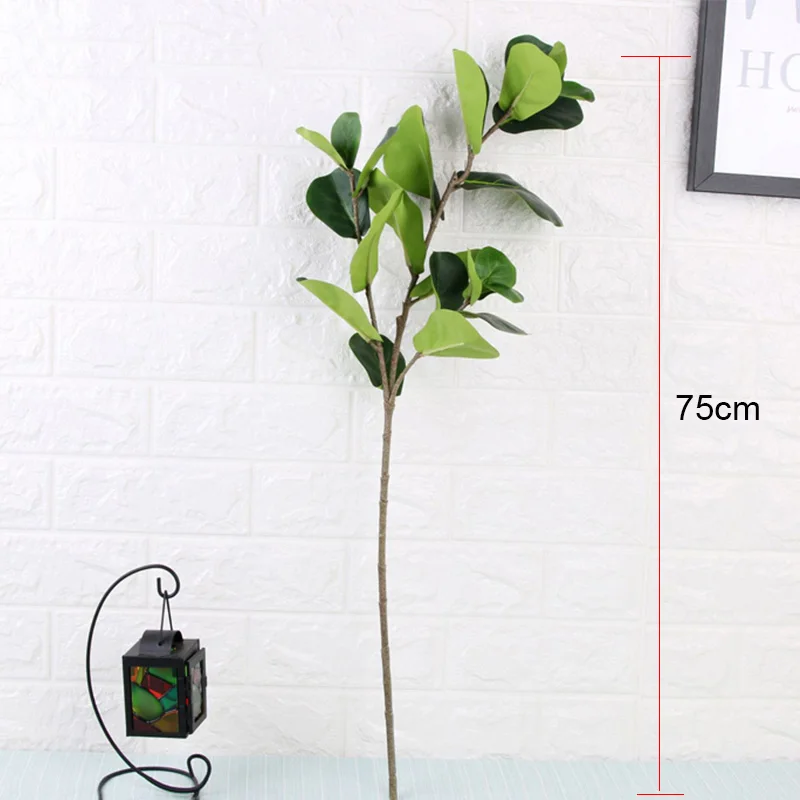 75cm 70 см Большая искусственная ветка баньян дерево, искусственные вечнозеленые листья, украшение, настоящее прикосновение, тропические Пальмовые Листья для украшения дома - Цвет: 75cm