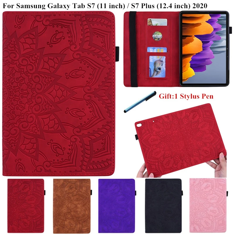 

3D Flower Embossed for Samsung Galaxy Tab S7 Plus FE Case Flip Stand Leather Cover for Samsung Tab S7 Plus FE 12.4 Tablet Case