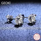 Geoki 925 стерлингового серебра идеальный крой алмазные серьги-гвоздики Роскошные 0.5ct D Цвет VVS1 Муассанит головы коровы, женские серьги, ювелирные изделия