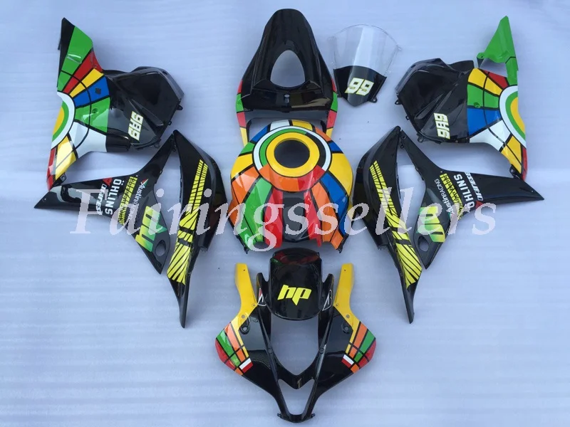 HP Black Топ впрыска ABS Полный комплект обтекателя подходит для Honda CBR600RR F5 2009 2010 2011 2012 Обтекатели блеск красный синий белый - Цвет: HP Black