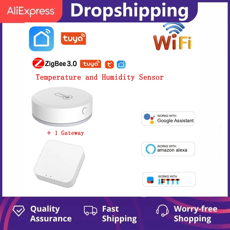 

Tuya ZigBee Smart Temperature Humidity Sensor Built-in Battery Smart Life APP Smarthome Building Automation LCD Screen Display