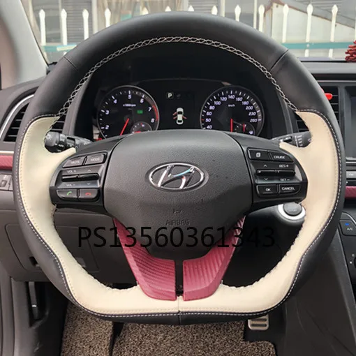 

Suitable for Hyundai Mistra ix25 Elantra Verna ix35 steering wheel cover hand stitched leather carbon fiber