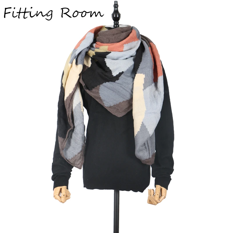 Головной шарф Новинка весна зима треугольник для женщин плед теплый хлопок шарфы