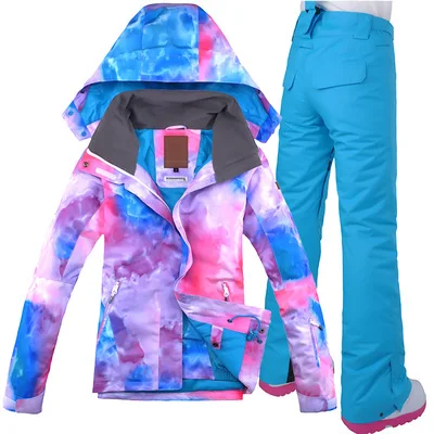 2019 GSOU зимний женский лыжный костюм сноуборд куртка брюки ветрозащитный