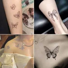 Тату-наклейки в виде бабочки, водостойкие, стойкие, сексуальные, имитация темных тату на руку, наклейки, 24 шт.