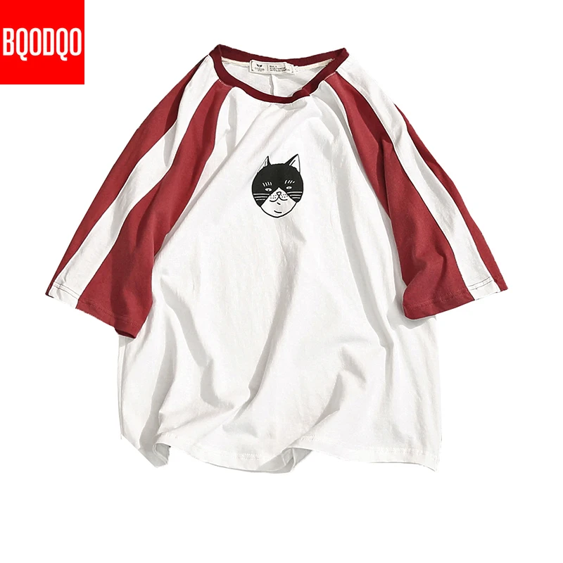 Мужская хлопковая футболка в стиле хип хоп с коротким рукавом и круглым вырезом