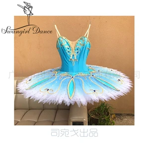 Классическая профессиональная балетная пачка с голубыми птицами и градиентом, для взрослых, для выступлений, пачка для девочек BT9262