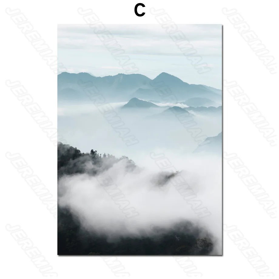 

Forest Snow Mountain Landscape Poster Nordic Style Waterproof Ink Canvas Print Art Painting Modern Bedroom Decoration