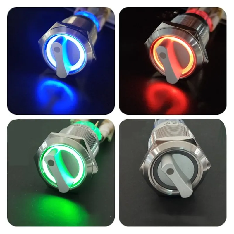 19 мм металлическая ручка переключателя с светодиодный светильник