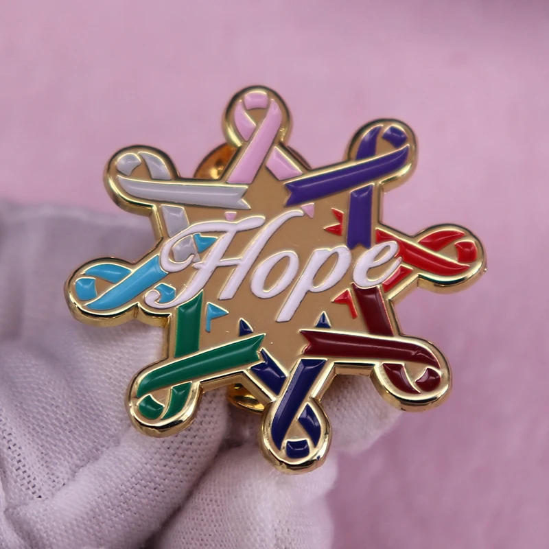 Faith Hope-Pin de solapa esmaltado con cinta colorida para mujer, broche de esmalte, colgante de insignia de cáncer de mama, amor, Corazón