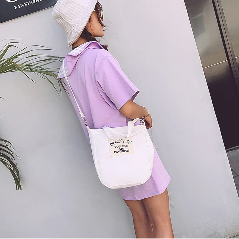 

2020 new Korean women's canvas shoulder bag female simple wild portable crossbody bag Casual Shopping Bag Ladies letter Tote Bag