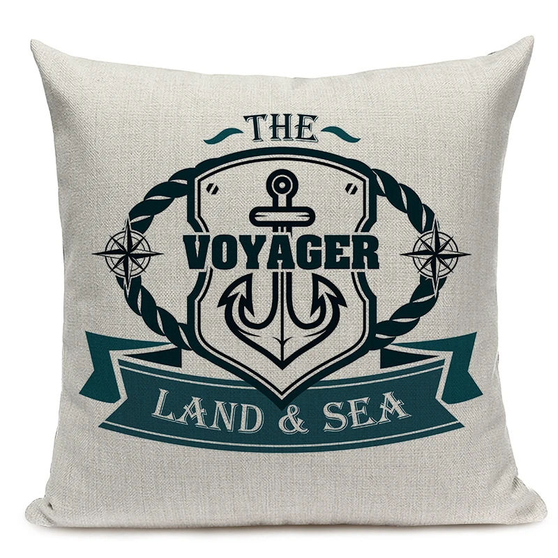 Морской синий шлем Печатный чехол для подушки с принтом &quotякорь&quot хлопковая
