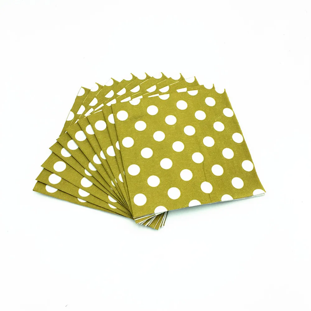 

60pcs Polka Dots Disposable Paper Napkins Gold and White Dots Towels Napkins Wedding Birthday Party Supplies