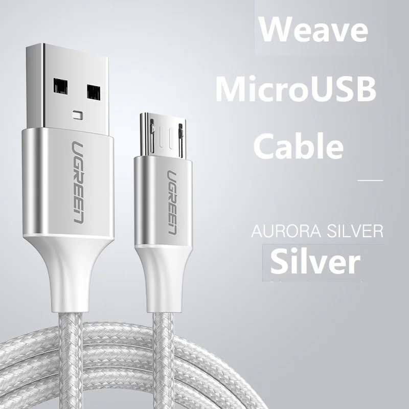 Кабель Ugreen Micro USB в оплетке зарядное устройство цвета розового золота кабель для