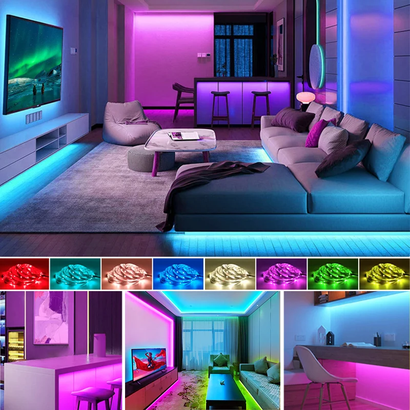 Светодиодная лента Rgb 5050 для декора комнаты контроллер с приложением и