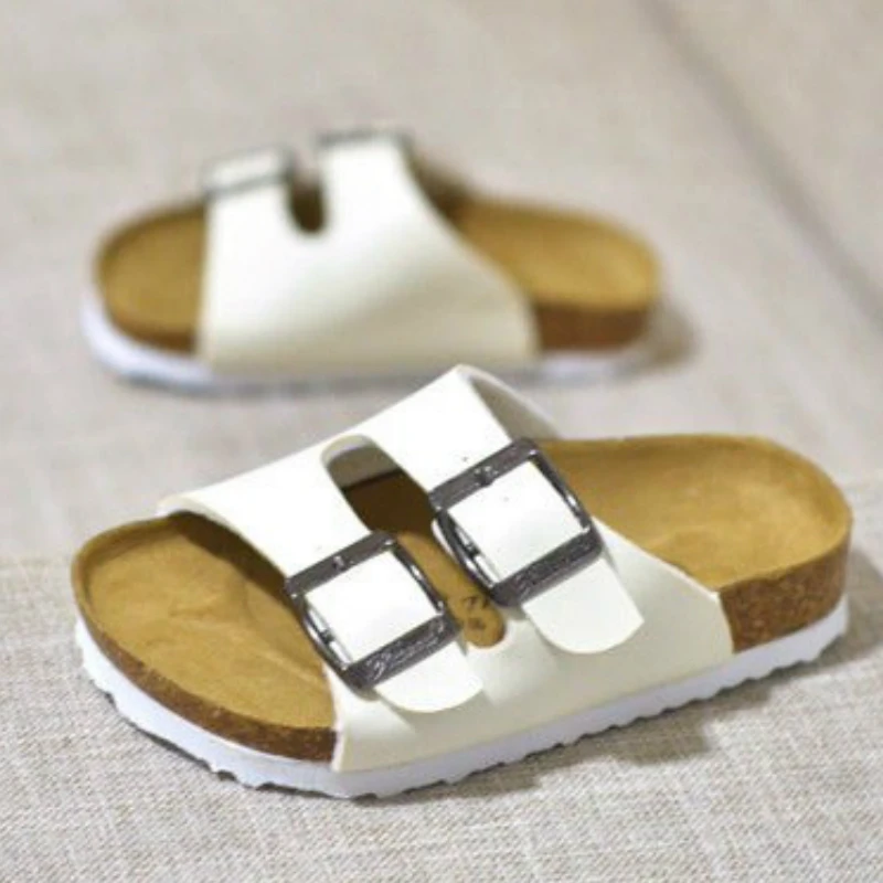Шлепанцы женские с двойной пряжкой однотонные сандалии на толстой мягкой