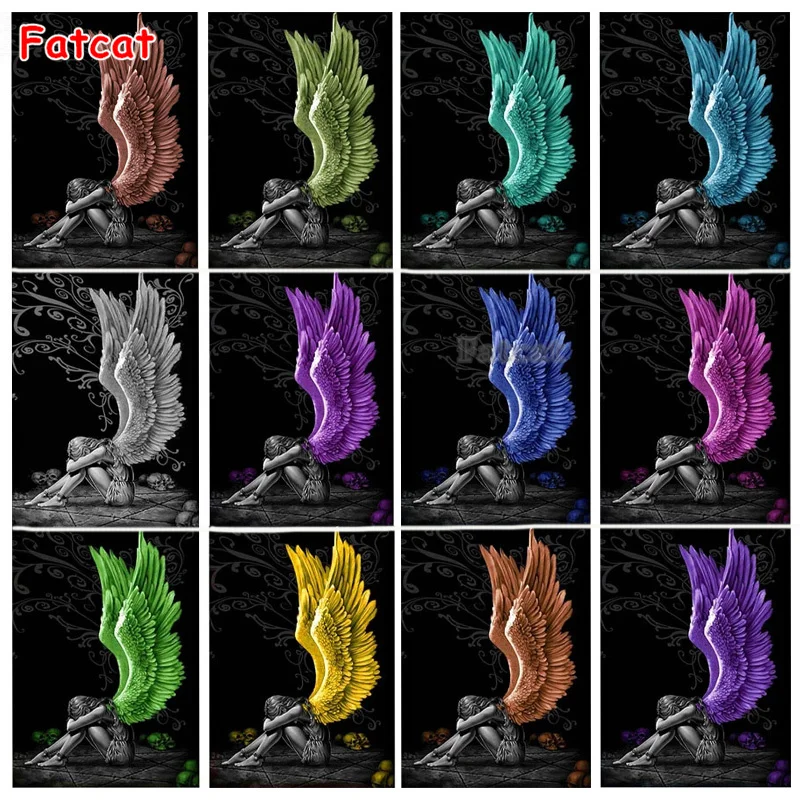 

DIY 5D Diamond Painting Angels Girl Decor Full Square/Round Craft Kits Embroidery color wings Pearl Rhinestone Picture PP003