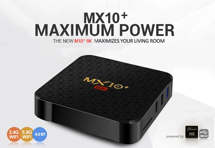MX10 Plus Смарт ТВ приставка Android 9,0 4 Гб 64 Гб Allwinner H6 четырехъядерный 2,4G& 5,8 GHz Wifi BT 6K Google Netflix Youtube IP tv медиаплеер