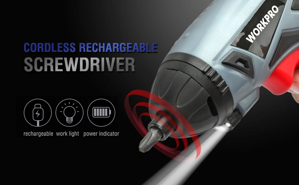 WORKPRO 3,6 V USB Беспроводная электрическая отвертка Бытовая перезаряжаемая литий-ионная отвертка