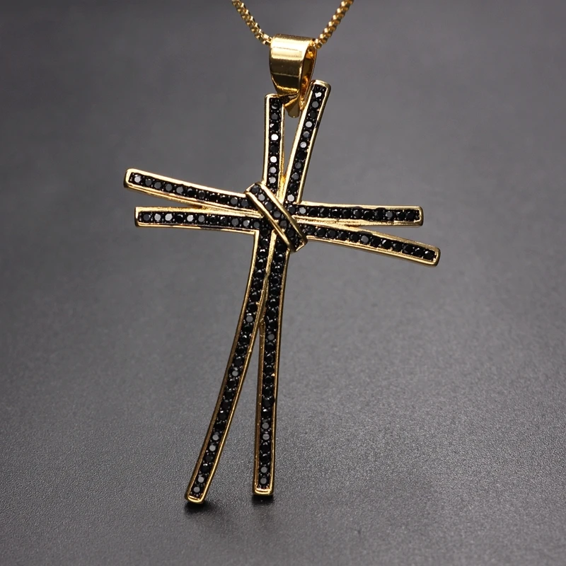 Цепочка женская с кулоном в виде креста золотого цвета | Украшения и аксессуары