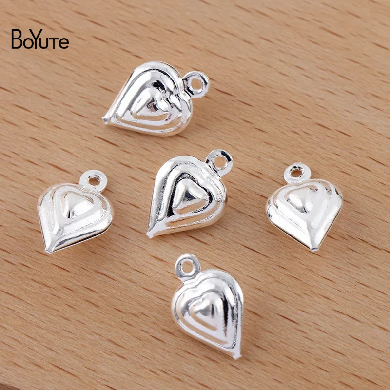 

BoYuTe (100 Pieces/Lot) 12*8MM Metal Brass Middle Hollow Small Heart Charms Jewelry Accessories Diy Handmade Materials