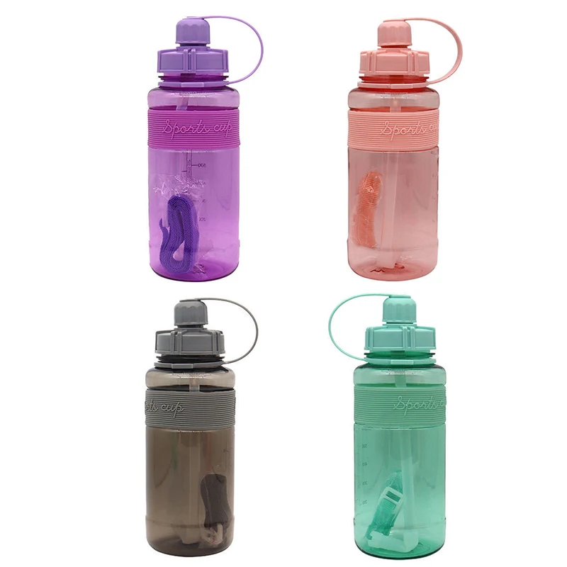 

Outdoor Water Bottle with Straw Sports Bottles 1000ML Leak Proof Water Bottle With Portable Rope Travel Sports Shaker Bottle