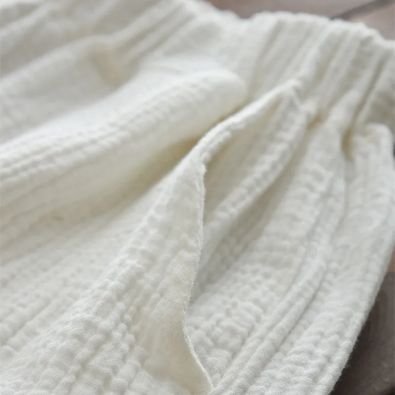 Широкие брюки свободные женские с карманами простые двухслойные хлопковые