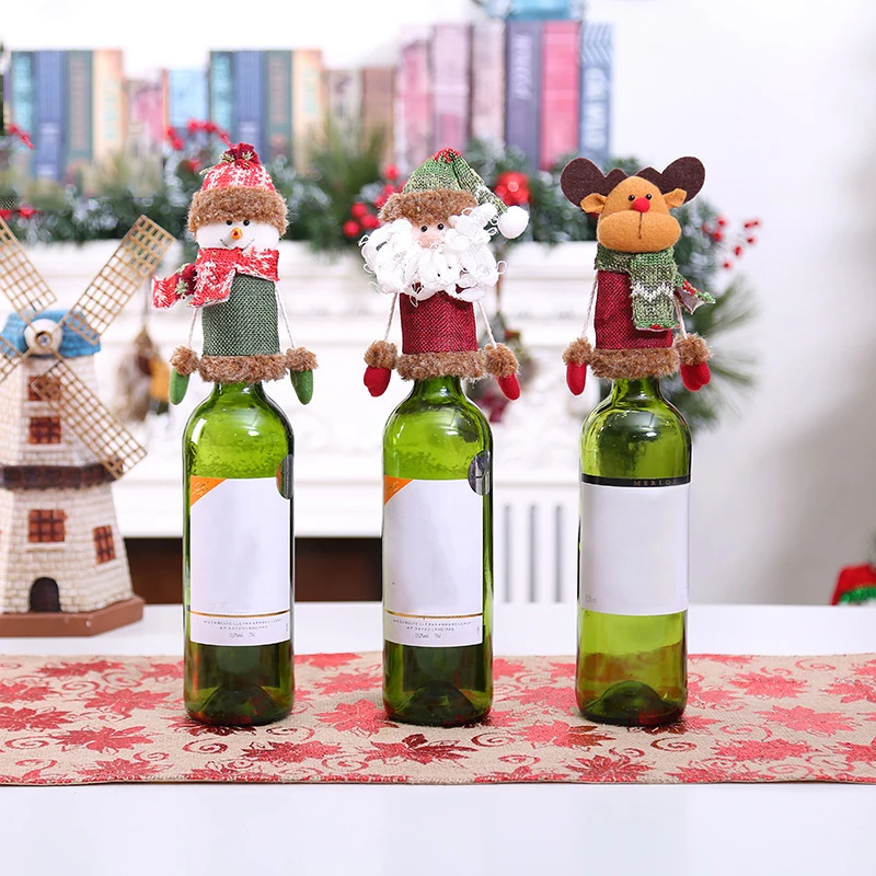 Mini Christmas Hat Design Wine Bottle Lid Santa Claus Elk Dust Cover Merry Xmas Dinner Decor DIY Home Party Supplies | Дом и сад