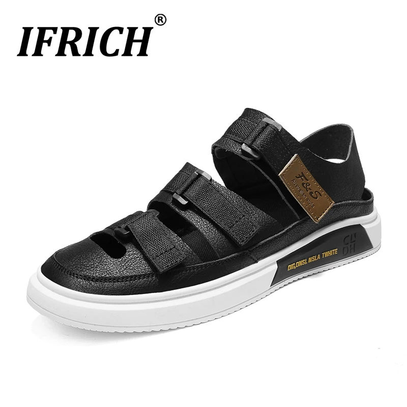 

New Arrival Beach Sandals Male Ankle-Wrap Sandals for Men Fretwork Breathable Roman Sandals Mens Rubber Beach Shoes Man