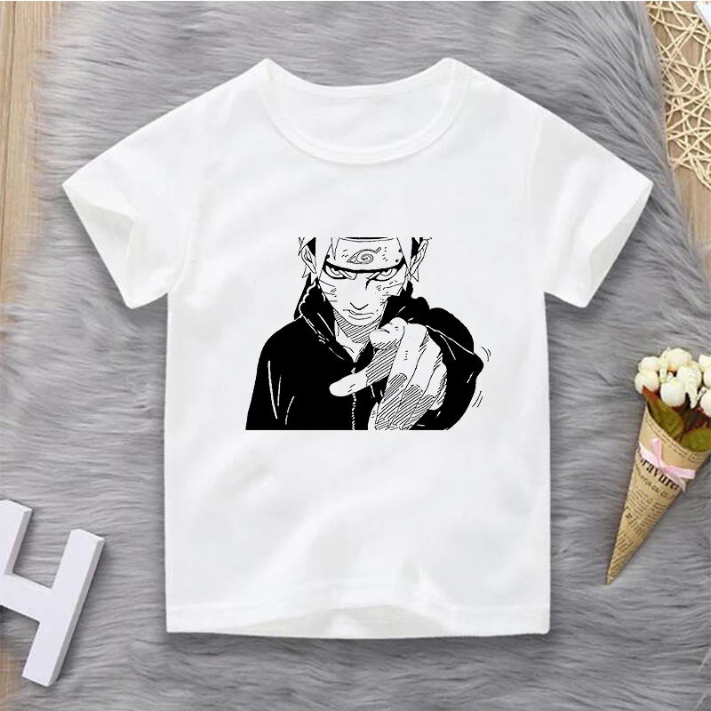 

2021 Summer Cartoon Bandai Naruto Print Boy T-Shirts Cotton Short Sleeve Children Clothes Summer Kids Boy Girl Top Tees Costumes