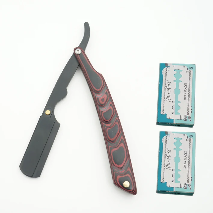 razor and blade Бритва для бритья с деревянной ручкой, профессиональная Бритва для бровей, Сменное лезвие - Цвет: razor and blade