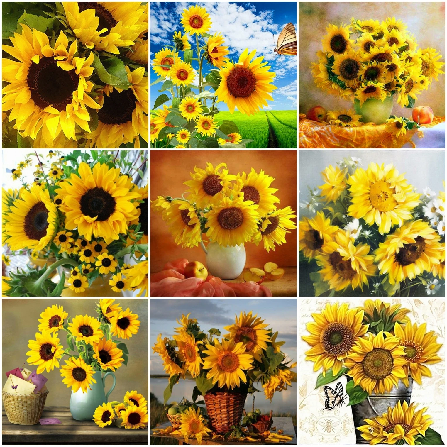 

AZQSD Diamond Embroidery Sunflower Full Square Handicraft Diamond Painting Flower Picture Of Rhinestones Home Decoration Gift