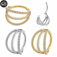 g23 titanium hinged segment nose ring 3 sides zc septum clicker daith earrings hoop ear cartilage tragus helix piercing jewelry