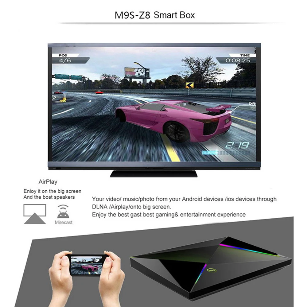 M9S Z8 Смарт ТВ коробка 6K Android 9 0 4 Гб оперативной памяти 32 встроенной 64 Встроенная