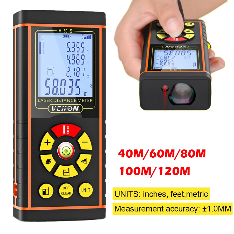 

Handheld Laser Distance Meter 40m 60m 80m 100m 120m Mini Digital Range Finder Angle Measurement Distance Measurer Tools