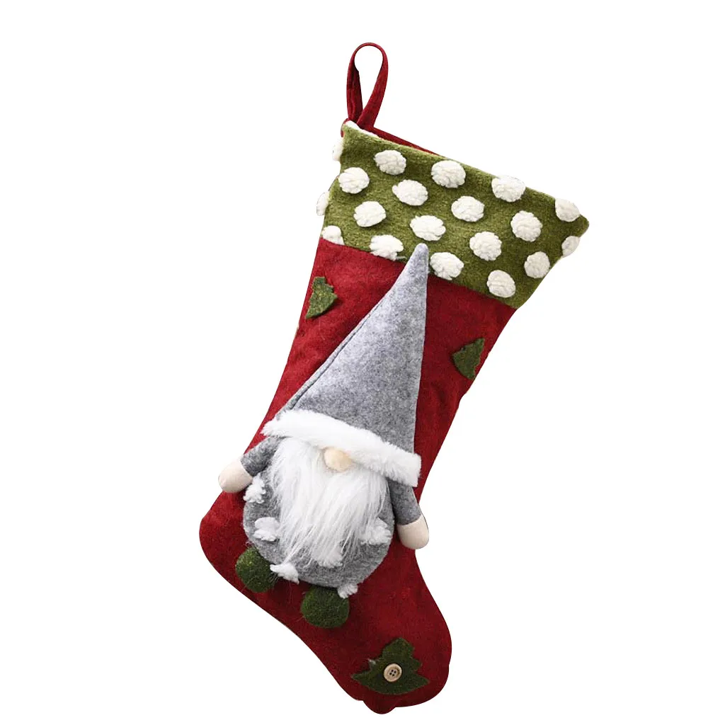 Christmas Gift Socks Plush Stocking With Hanging Rope For Xmas Tree Ornament Decorations #3 | Дом и сад