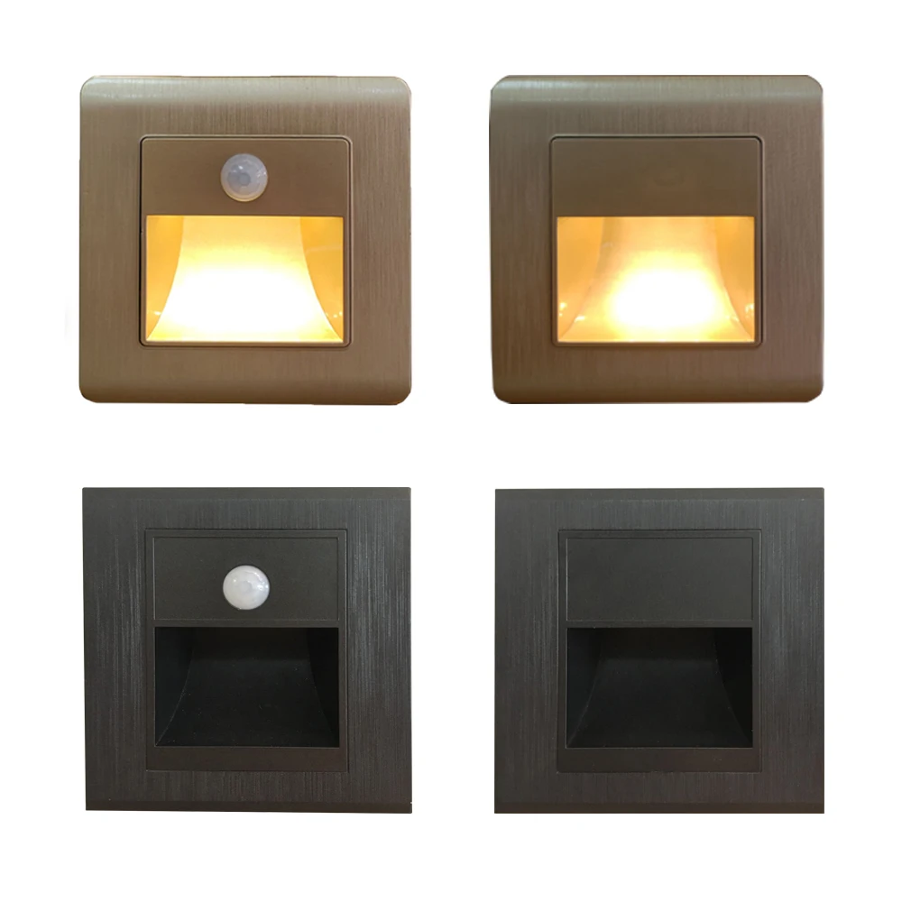 

86 Style Wall Light Stair Light LED PIR Motion Sensor Embedded Wall Lamp for Step Foyer Kitchen corridor Ladder Corner Gold Lamp