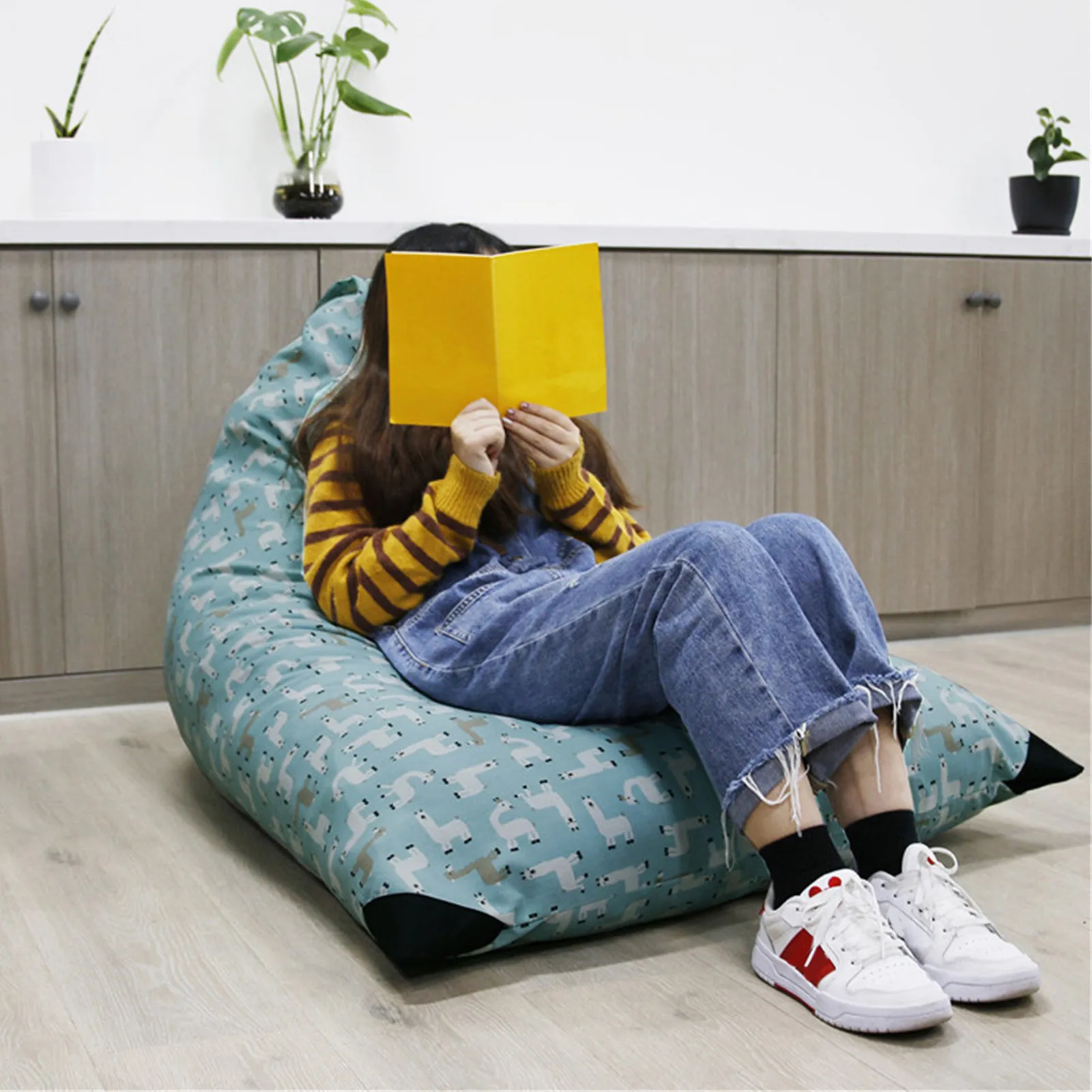 

Triangle Lazy Bean Sofa Cover Storage Bean Bag Chair Cover Beanbag Covers for Gifts
