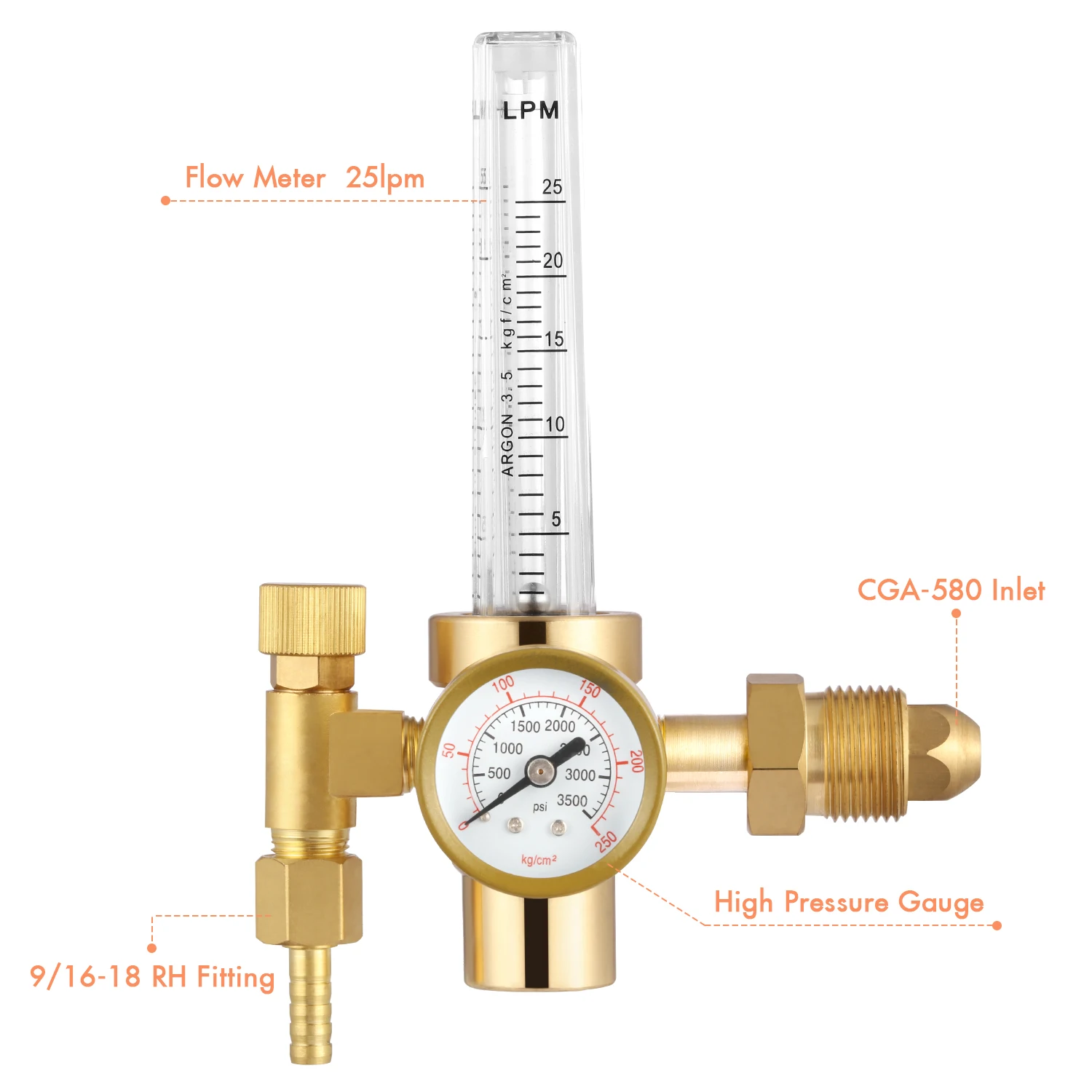 Аргоновый расходомер полностью медный сварочный регулятор газовые значения