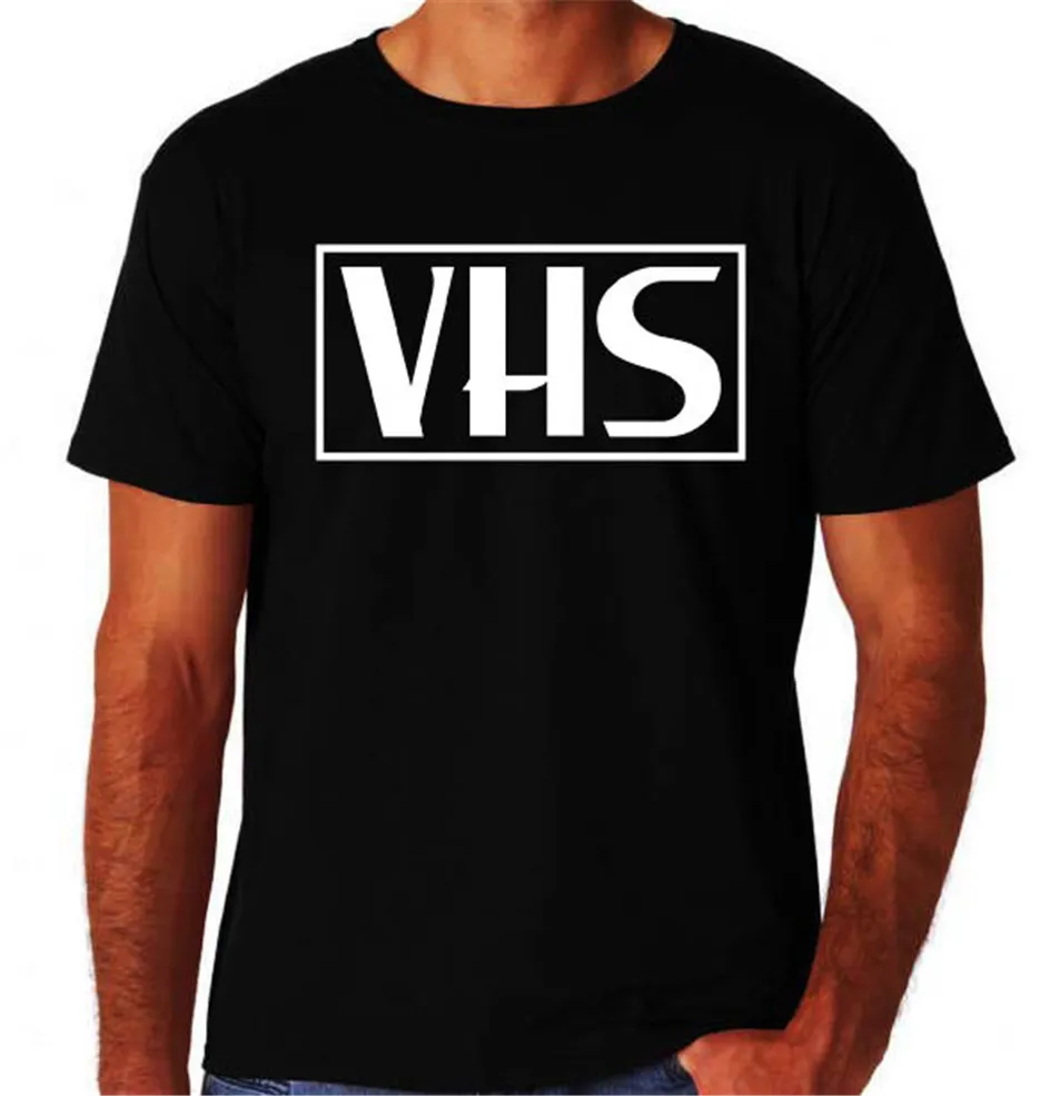 Праздничный костюм 80 в стиле ретро с логотипом видеокассеты Vhs черная футболка из