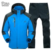 trvlwego man trekking hiking fishing outdoor coatpants set black sports single jackets quick drying camping trouser suit