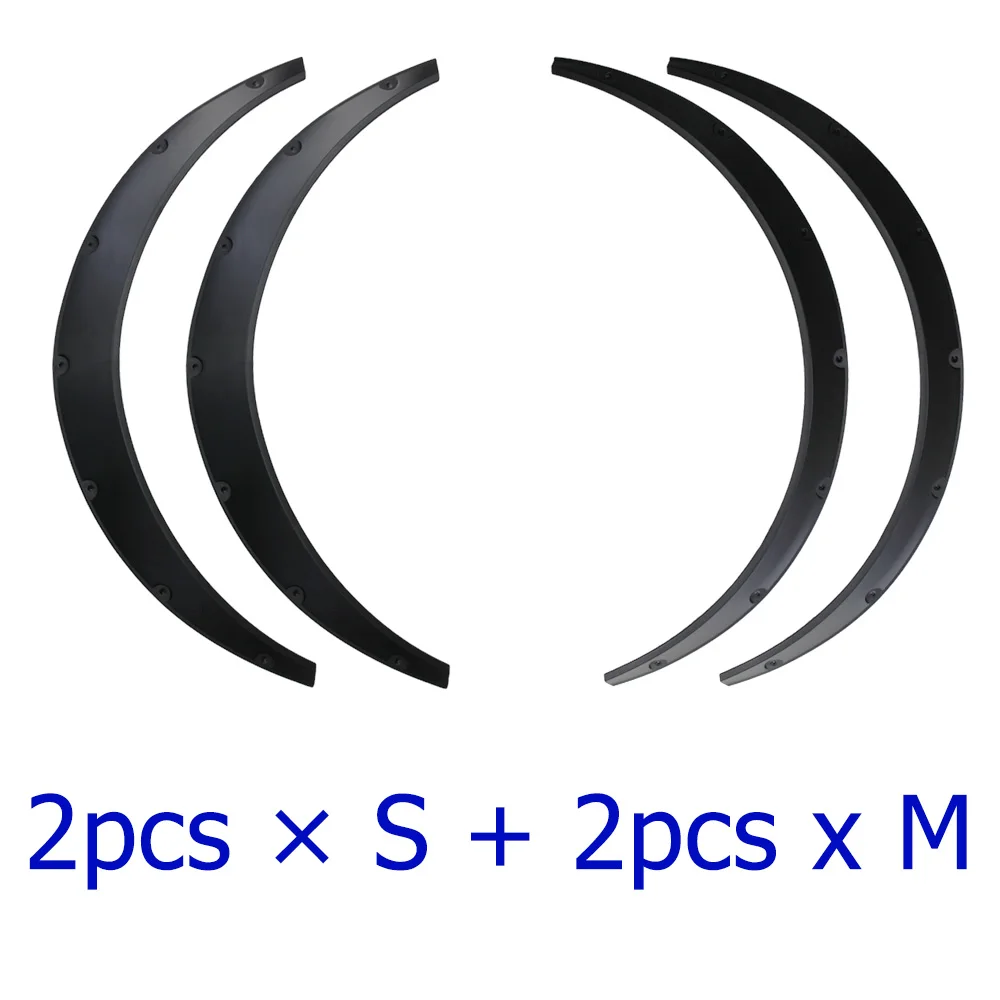 2pcs x S and 2pcs xM Универсальный 4 шт./компл. автомобиля арок Арки колеса для бровей протектор крылья широкофюзеляжный Стикеры Лучшие ABS Пластик LM001 - Цвет: 2pcs x S and 2pcs xM
