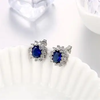 

New Fashion 2021 for Women Blue Zircon Earrings Flower Stud Earrings