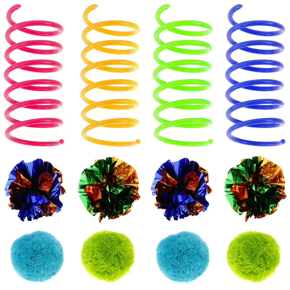

12pcs Cat Colorful Spring Toys Creative Plastic Flexible Cat Coil Toy Cat Interactive Toy Cat Funny Toys Pet Accessories Set