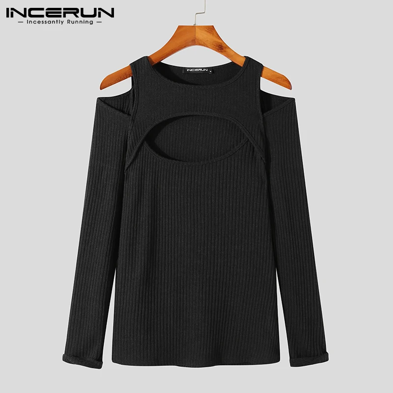 

INCERUN New Men's Fashionable Tops All-match Simple Camiseta Solid Color Casual Comeforable Tees Male Party Shows T-shirts S-5XL