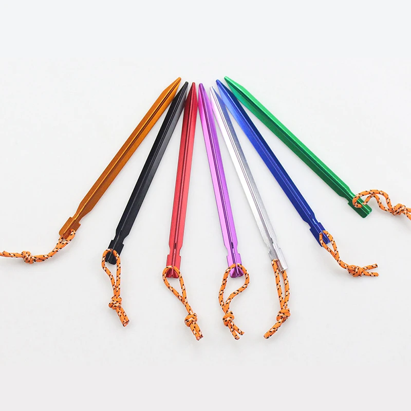 

10 Piece Aluminum Tent Pegs Nail with Rope Camping Hiking Equipment Outdoor Traveling Tent Accessories 18CM
