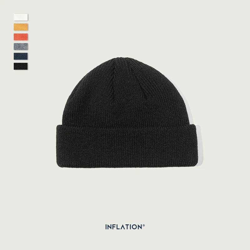 Инфляция, унисекс вязаная шерстяная Осенняя шапка, зимняя, Skullies Beanies, модная, брендовая, теплая, вязаная, однотонная, 5 цветов, Skullies Beanie 170CI2019
